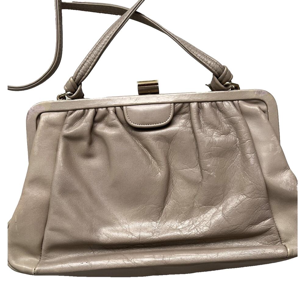 Vintage Mastercraft Leather Shoulder Bag Purse Clutch Hinged Frame Almond Canada